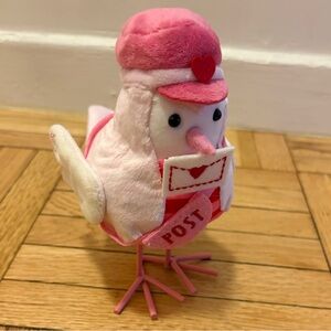Valetine's Day Pink and White Plush Mailman Bird